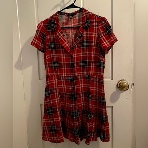 Red Plaid Button Down Dress